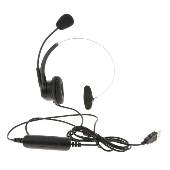 USB Headset Call Center Noise Cancelling Corded Monaural Headset Headphone With Mic Microphone Volume Control And Mute Switch For Chat Webinar