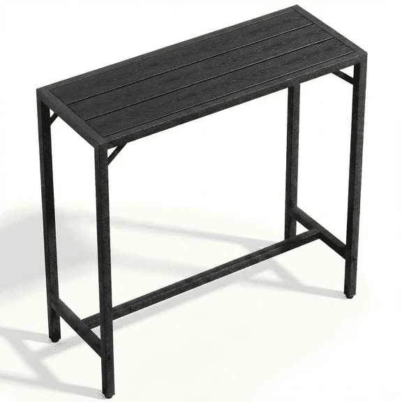 LAZY BUDDY Outdoor Bar Table, 40'' Patio Counter Height Table, Rectangular High Top Dining Table with HDPE Top, for Hot Tub, Balcony, Poolside, Kitchen