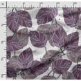 thumbnail image 2 of Soimoi Leaves Printed, Cotton Satin Spandex, Sewing Fabric by The Yard 54 Inch Wide, Decorative Fabric for Dresses and Home Accents, Purple & White, 2 of 5