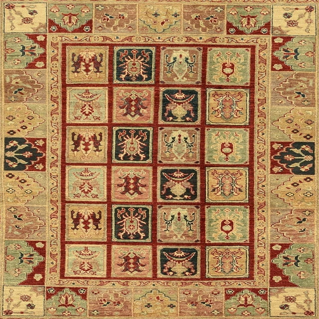 Ahgly Company Tapis d'Intérieur Carrés Abstraits Jaunes Abstraits pour Aire, 5 Pieds Carré