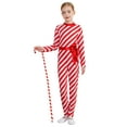 thumbnail image 3 of Miutii One Piece Candy Cane Striped Jumpsuit for Girls Christmas Dance Performance Clothes Red 6, 3 of 7