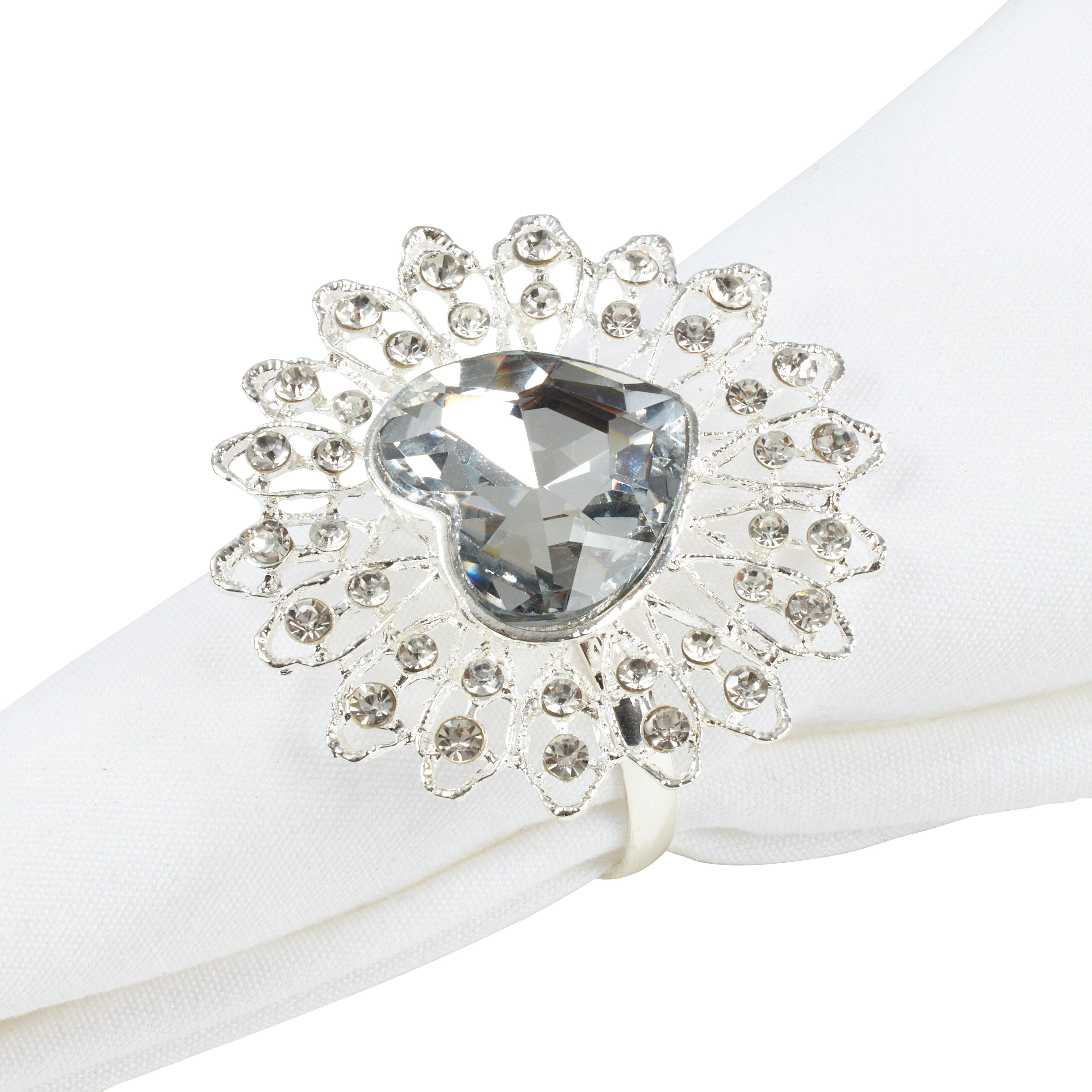 Set of Six Acrylic Diamond Ring Bridal Napkin Holder 