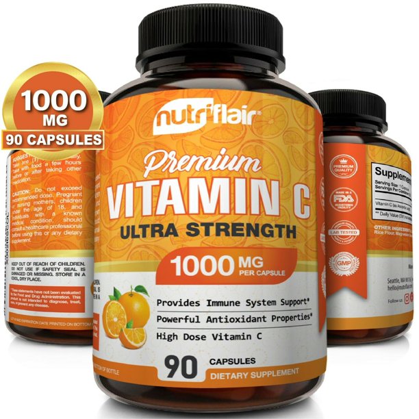 NutriFlair Pure Vitamin C Supplement 1000mg per Capsule 90 Capsules