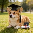 thumbnail image 5 of Term Pet Graduation Costume Kit Including Cap Bow Tie Bandana, Adjustable Elastic Strap Cute Shooting Props Ideal for Dogs Cats Back to Graduation Ceremony Photo Dress Up Use, 5 of 6