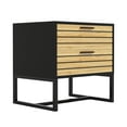 thumbnail image 6 of Resenkos Mid-Century Nightstand with Natural Accent Drawer for Bedroom, Metal Frame in Black, 6 of 8