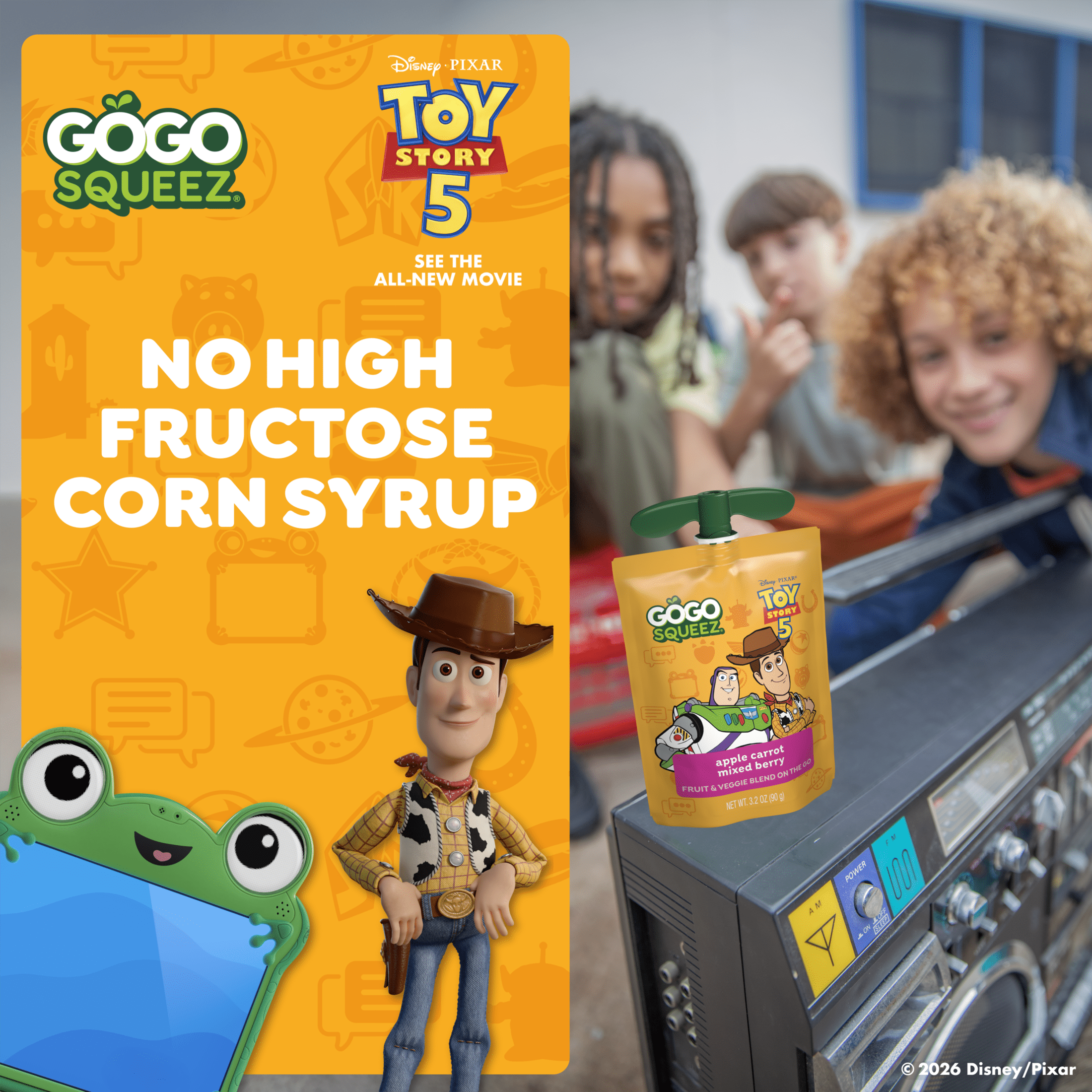 GoGo squeeZ Toy Story 5 No Sugar Added Applesauce Variety Pouches, 3.2 oz (12 Pack)