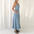 thumbnail image 5 of New women's denim midi dress with spaghetti straps and backless design, elegant and suitable for commuting., 5 of 6