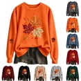 thumbnail image 4 of Womens Crew Neck Graphic Sweatshirts Trendy Maple Leaf Printed Long Sleeve Pullovers Causal Fall Loose Fit Tops Tshirts Green L, 4 of 6