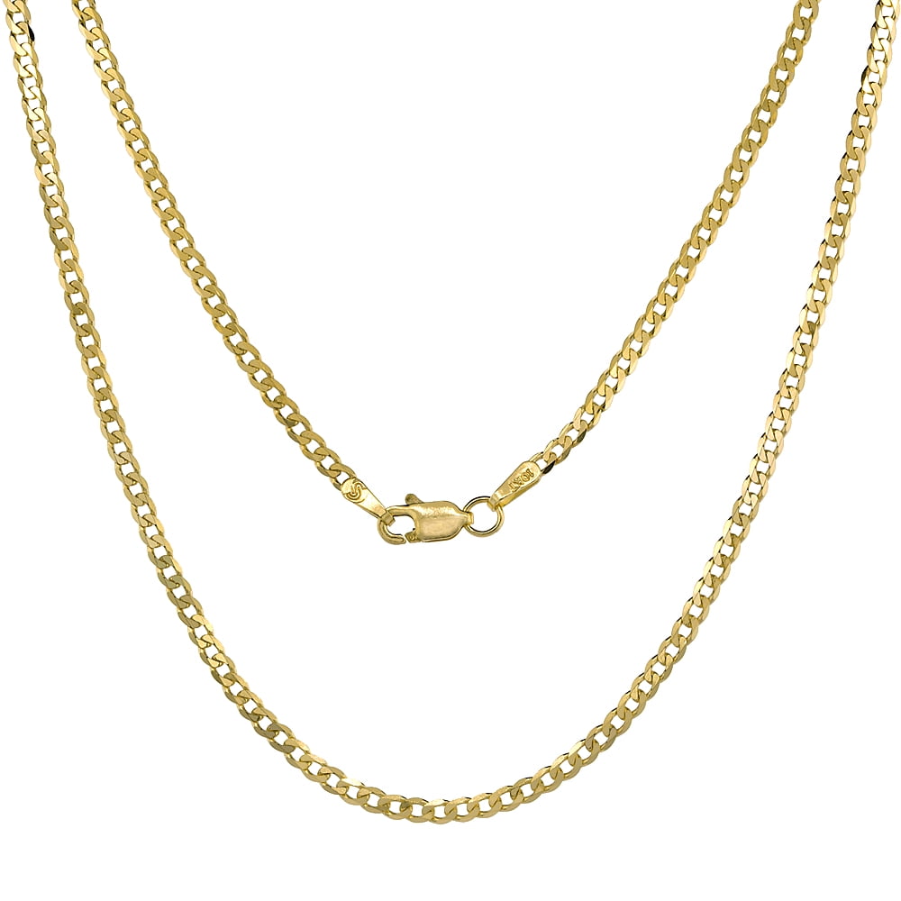 Fundación famoso Mediana 10k Solid Yellow Italian Gold Curb Link Chain Necklace Cadena de Oro 2.3mm  - Walmart.com