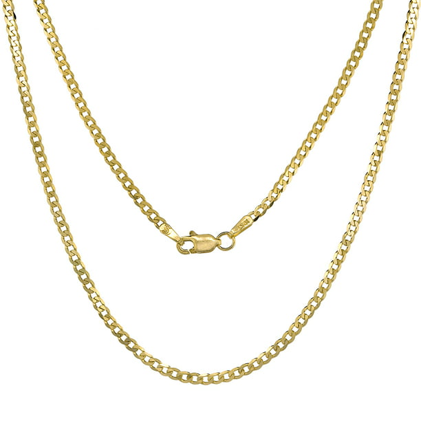 10k Solid Italian Gold Curb Chain Necklace Cadena de Oro 2.3mm - Walmart.com