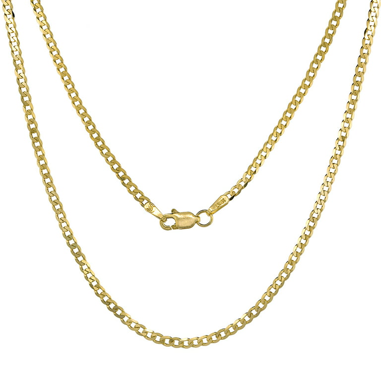 10k Solid Yellow Italian Gold Curb Link Chain Necklace Cadena de Oro 2.3mm  