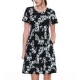 thumbnail image 1 of Bixox Robe d'Été à Manches Courtes pour Femmes Robe Ample Longueur Genou avec Poches-Fleur, 1 of 7