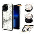 thumbnail image 2 of For Samsung Galaxy A13 5G Elegant Pattern Design Bling Glitter Hybrid Cases with Ring Stand Pop Up Finger Holder Phone Case Cover by Xpression [Marble White], 2 of 9