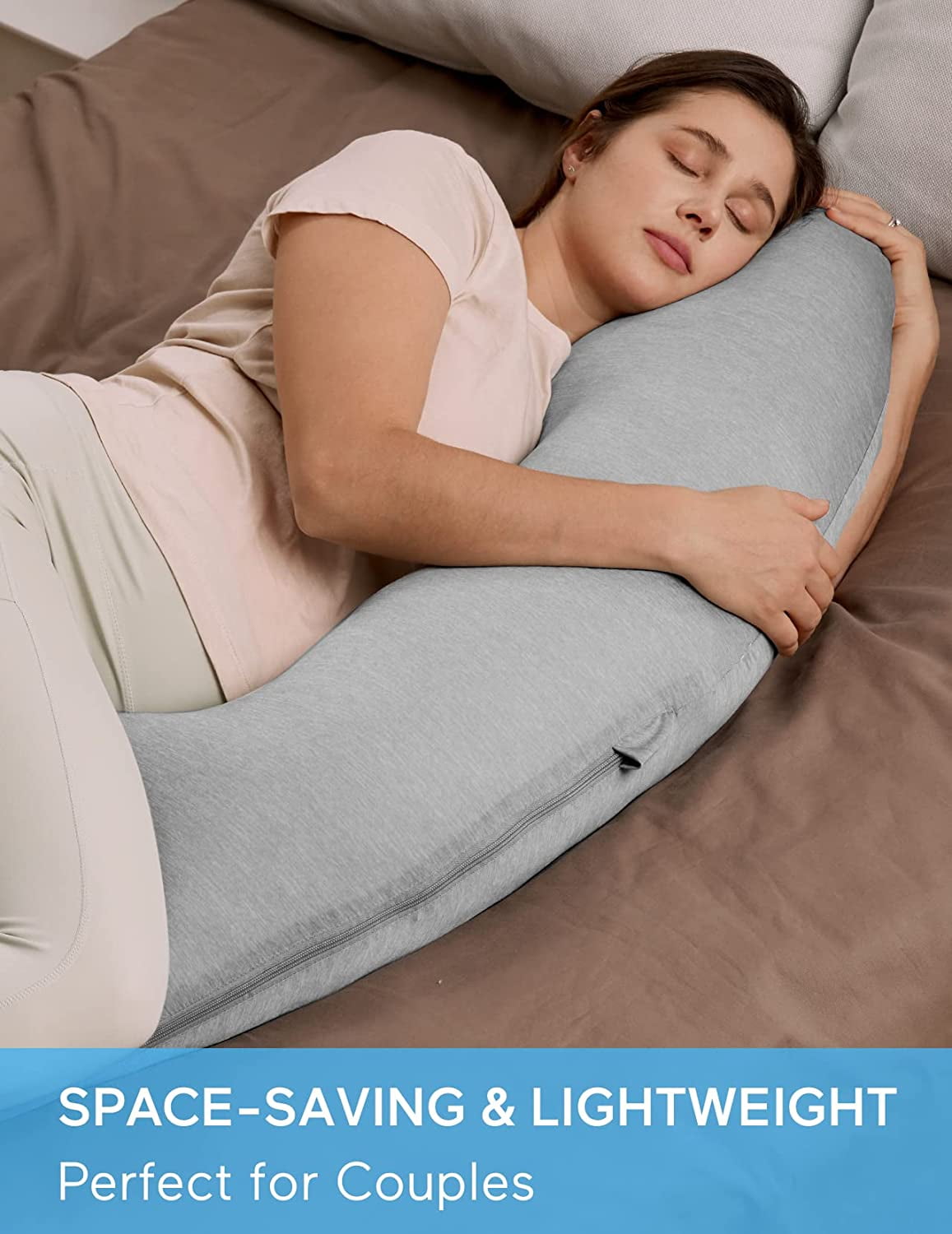 Pregnancy Pillows with Cooling Cover, J Shaped Maternity Body