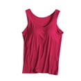 thumbnail image 4 of Nestiefly Built in Bra Tank Tops for Women U Neck Spaghetti Strap Shelf Bras Plus Size Camisole Summer Workout Yoga Slim Sleeveless Tunic Wine M, 4 of 4