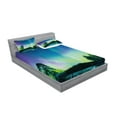 thumbnail image 2 of Ambesonne Landscape Fitted Sheet & Pillow Sham Set, Lake Forest Woods, Full, Violet Blue Lime Green, 2 of 2