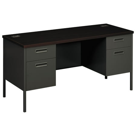 HON Metro Series Kneespace Credenza, 60w x 24d x 29 1/2h, Mahogany/Charcoal