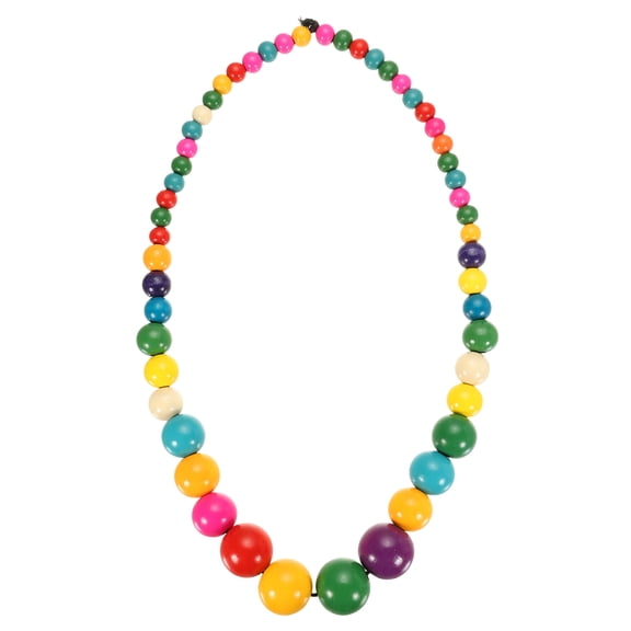 Uxcell Chunky Beaded Necklace, Round Wooden Beaded Necklace Big Ball Bead Collar Necklaces for Women Men Handmade Jewelry Trendy Accessories, Colorful