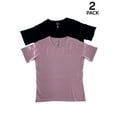 thumbnail image 2 of Women's Acid Wash Classic T-shirt, Cotton Plain Crew Neck Tee 2 Pack, 2 of 5
