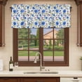thumbnail image 6 of Blue Flower Curtain Valances for Windows, Kitchen Valance Window Treatments Panel 2 Pack, Pink Botanical Blossoming Floral Plant Rod Pocket Short Curtains for Bathroom Bedroom 60 x 18 Inch, 6 of 8