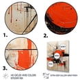 thumbnail image 3 of Designart "Red and White Chaotic Burst II" Abstract Framed Wall Art - Modern Orange Abstract Collages Entryway Framed Wall Art Print, 3 of 6