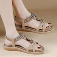 thumbnail image 2 of Gubotare Womens Sandals Sandals Women Flat Shoes Dressy Summer Bohemian Flats Shoes for Women Sandals Comfortable Ankle Strap Outdoor Walking (Beige,Size 7), 2 of 6