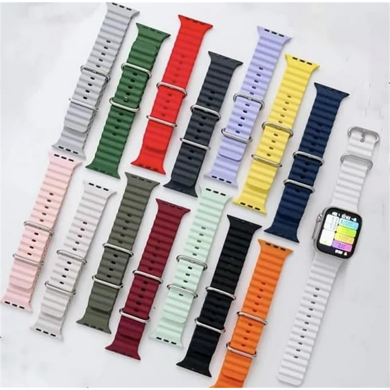 Generic Strap For Apple Watch Ultra Band 44mm 49mm 40mm 38mm 42mm 41mm 45mm  Silicone Bracelet For Iwatch Series 8 7 6 5 4 3SE Watch Band(#rose-white)