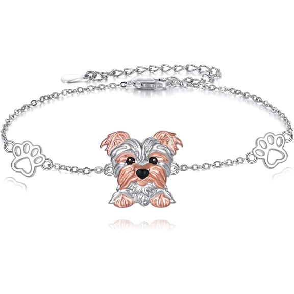 XATENJE Yorkie Dog Bracelet 925 Sterling Silver Yorkshire Terrier Bracelet Animal Jewelry Gifts for Women Dog Lovers