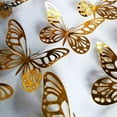 thumbnail image 7 of 12Pcs/Set Gold Silver Hollow Butterfly Wall Stickers 3D Butterflies Bedroom Living Room Home Decoration Applique Wedding Decor (Glod 2), 7 of 7