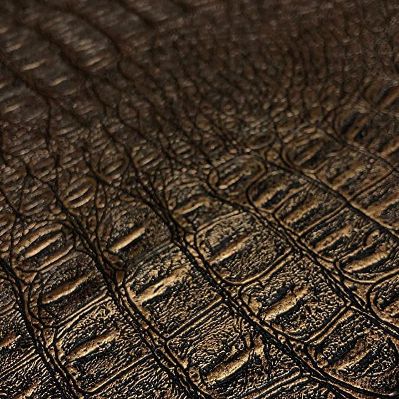 Gator Faux Leather, Soft Textured Crocodile Vinyl Fabric, Alligator Skin Embossed Upholstery And DIY Craft Pleather Sheets – Cut Continuously By The Yard (Brass Metallic)