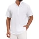 thumbnail image 1 of Camisa Henley para hombres Inspire Chic de Día del Padre, color blanco, de lino, con cuello de pie y manga corta, talla 2XL, 1 of 5