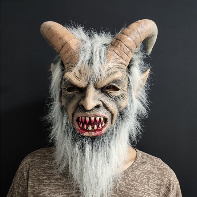 Máscara de Lucifer con rostro humano, tocado para cosplay, máscara de terror estadounidense para Halloween, accesorios de película, tocado de látex