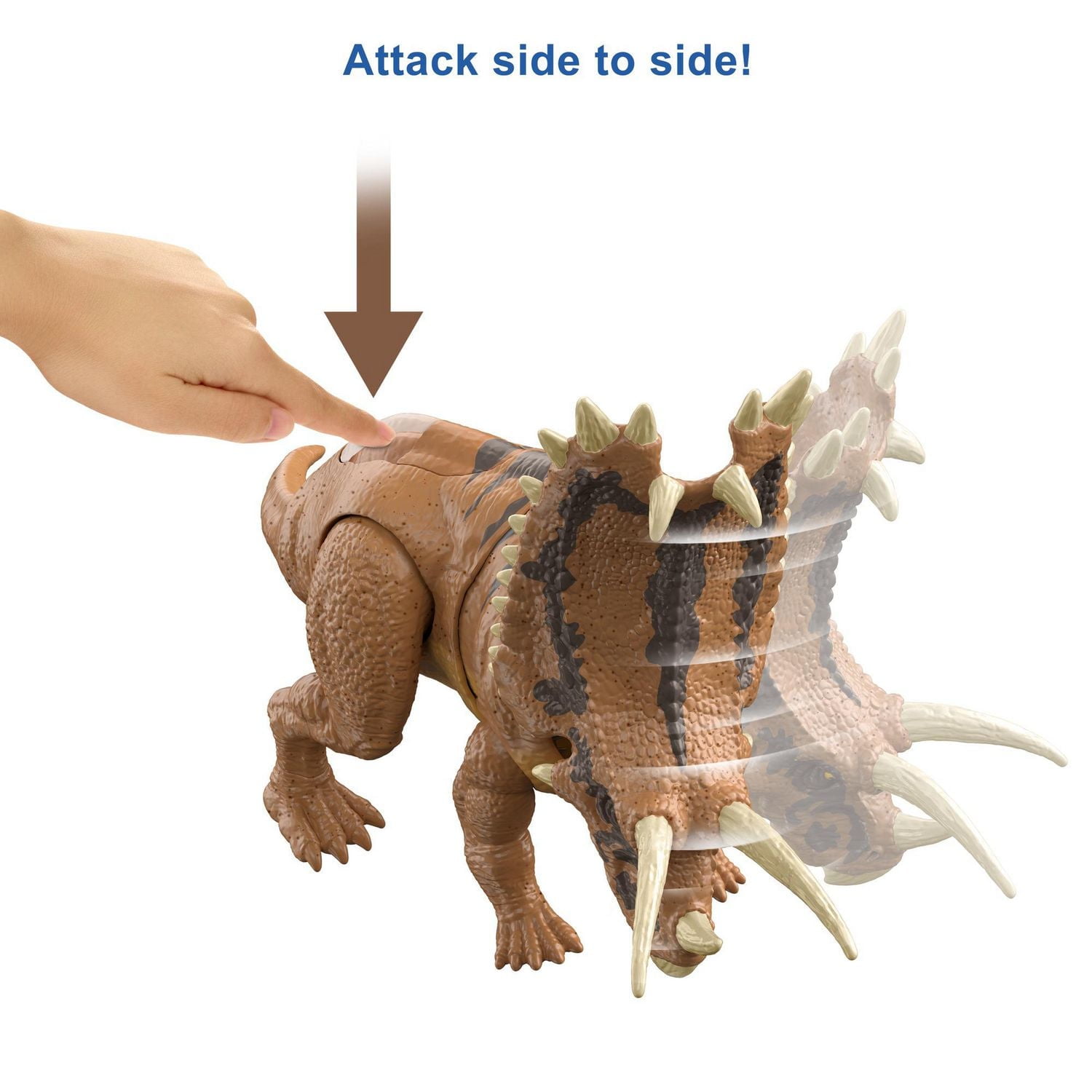 ​Jurassic World Camp Cretaceous Mega Destroyers Pentaceratops Dinosaur Action Figure, Toy Gift with Movable Joints, Attack and Breakout Feature
