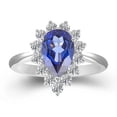thumbnail image 5 of Bow Jewelry 1.97 Ct VVS1/D Pear Cut Moissanite Ring - Crafted in 14K White Gold Plated - Stunning Flower with Birthstone Design for Women - Ever & Ever Halo-Style Engagement Rings, 5 of 9