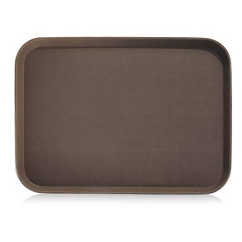 New Star Foodservice 25309 Restaurant Grade Non-Slip Tray, Plastic, Rubber Lined, Rectangular, 16" x 22" Inch (Large), Brown