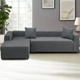 thumbnail image 6 of Super Thick Sectional Couch Covers L Shape Sofa Covers Stretch 2pcs Sofa Slipcovers for 3 Seater + 4 Seater Sectional Chaise Slipcover with 2pcs Pillow Covers for Pets, Grey, 6 of 14