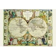 thumbnail image 2 of Nolin, Jean Baptiste 32x23 Black Ornate Wood Framed with Double Matting Museum Art Print Titled - Mappa Monde Carte Universelle de la terre, 2 of 4