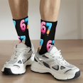 thumbnail image 2 of Socks for Men Women LSQii Cute Printed Ribbed Cotton Crew Socks Casual Daily Wear Comfort Cozy Streetwear for Sports,Athletic Style,Funny Gift,Size 5-10, Black, 2 of 7