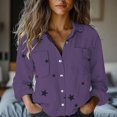 thumbnail image 2 of Yigetop Women Button Down Shirt, Women's Fashion Spring Summer Casual Long Sleeve Loose Shirt Top Womens Long Sleeve Button Down Shirts Purple L, 2 of 9