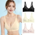 thumbnail image 2 of HEVIRGO 1PC Women Bra Adjustable Elastic Strap Front Zipper Closure Solid Color Shockproof Push-up Anti-snagging Wireless Seamless Yoga Daily Bra,Skin,3XL, 2 of 8