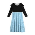 thumbnail image 5 of Abcomgle Girl's Summer Casual Dress Casual Patchwork Ruffle Long Sleeve Maxi Dress Polka Dot Crew Neck Sundresses Summer Tiered Dresses with Pockets,9-10 Years Light Blue, 5 of 5