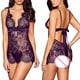 thumbnail image 2 of Falda de noche sexy Falda de fibra elástica con cuello en V Traje de vestir sexy y encantador, L, Morado Inevent XX000129-11, 2 of 7