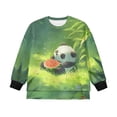 thumbnail image 4 of Xoenoiee Panda Watermelon Leaves Print Girls Oversized Crewneck Sweatshirt Y2k Long Sleeve Side Slit Pullover Drop Shoulder Sweatshirt for Teen Girl, 9-10 Years, 4 of 7