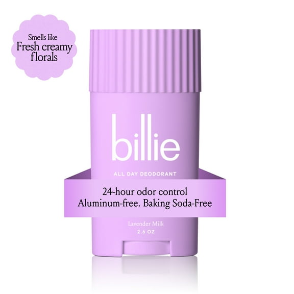 Billie All Day Womens Deodorant Stick, 2.6 oz, Lavender Milk Scent, 24 Hour Odor Control, Aluminum Free