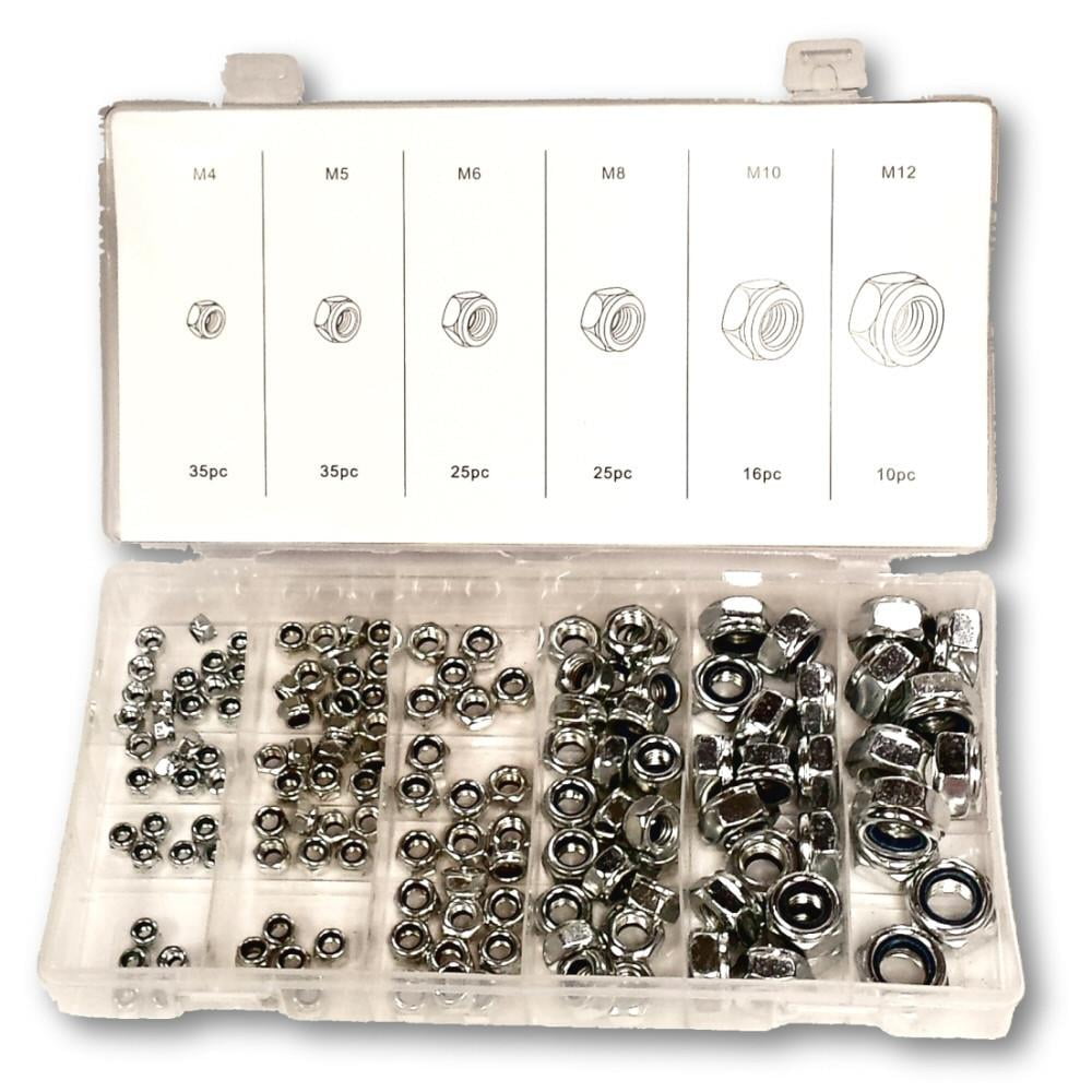 Metric Nylon Insert Lock Nut Hardware Kit with 146 Pc Assorted Sizes