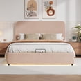 thumbnail image 2 of Tabaray Full Size Storage Bed Frame, Luxurious Lychee Velvet Upholstered Platform Bed w Hydraulic Storage System, Lift Up Storage Bed w RGB LED Light, Bluetooth Speaker, No Box Spring Needed (Pink), 2 of 9