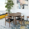 thumbnail image 3 of Pemberly Row 5-Piece Round Table Dining Set in Walnut w/4 Chairs in Black, 3 of 5