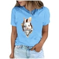 thumbnail image 2 of Tops de Cuello Alto para las Mujeres Amante Impreso Camiseta Cuello Redondo Manga Corta, Poliéster Spandex, 2 of 6