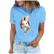 thumbnail image 2 of Tops de Cuello Alto para las Mujeres Amante Impreso Camiseta Cuello Redondo Manga Corta, Poliéster Spandex, 2 of 6