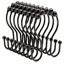 AmazerBath Shower Curtain Rings Shower Curtain Hooks Bronze Rust Proof Double Shower Curtain Hooks, 12 Pcs Shower Hooks for Shower Curtain, Shower Rings for Curtain Bathroom